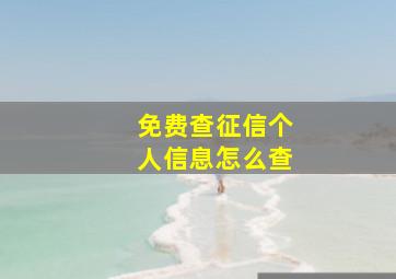 免费查征信个人信息怎么查