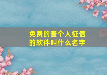 免费的查个人征信的软件叫什么名字