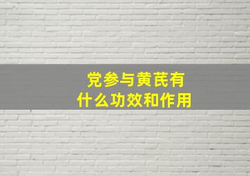 党参与黄芪有什么功效和作用