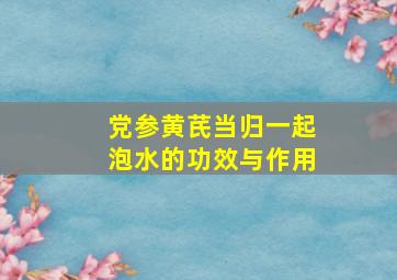 党参黄芪当归一起泡水的功效与作用