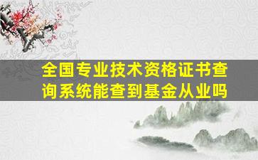 全国专业技术资格证书查询系统能查到基金从业吗