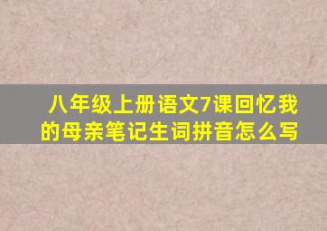 八年级上册语文7课回忆我的母亲笔记生词拼音怎么写