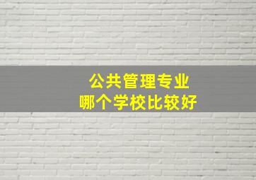 公共管理专业哪个学校比较好