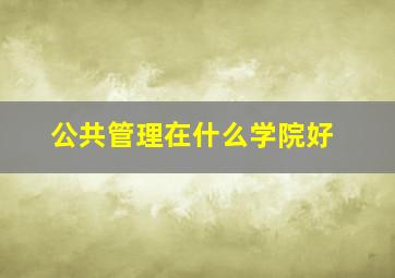 公共管理在什么学院好