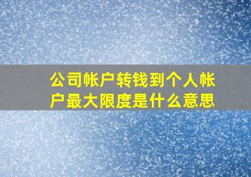 公司帐户转钱到个人帐户最大限度是什么意思