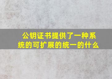 公钥证书提供了一种系统的可扩展的统一的什么