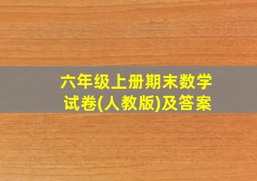 六年级上册期末数学试卷(人教版)及答案