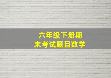 六年级下册期末考试题目数学