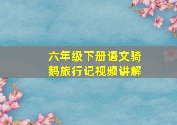 六年级下册语文骑鹅旅行记视频讲解