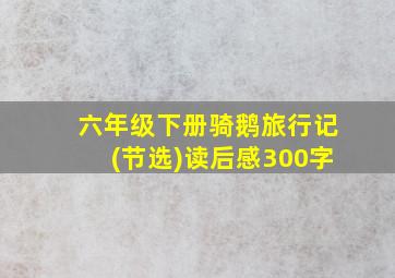 六年级下册骑鹅旅行记(节选)读后感300字