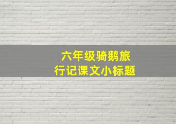 六年级骑鹅旅行记课文小标题