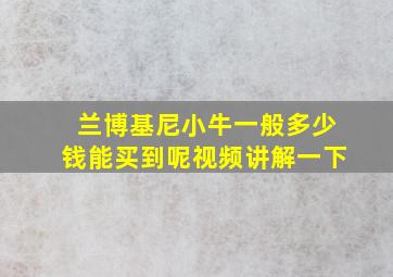 兰博基尼小牛一般多少钱能买到呢视频讲解一下