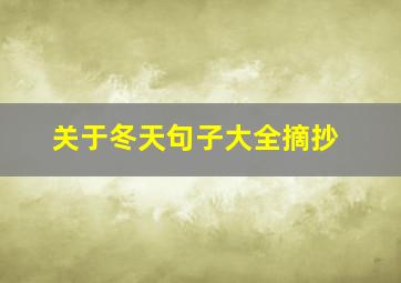 关于冬天句子大全摘抄