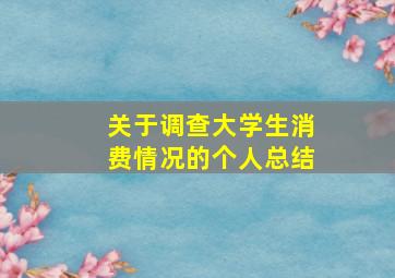 关于调查大学生消费情况的个人总结