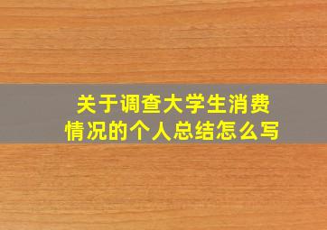 关于调查大学生消费情况的个人总结怎么写