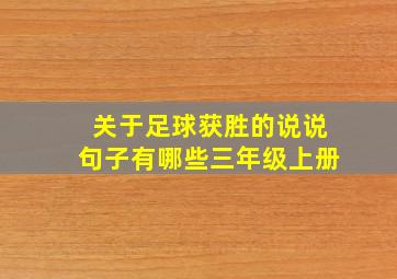 关于足球获胜的说说句子有哪些三年级上册