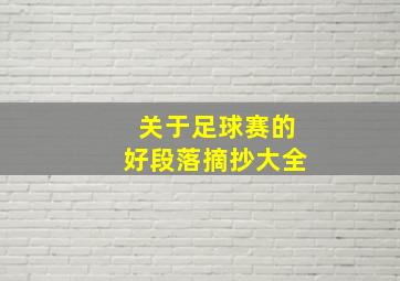 关于足球赛的好段落摘抄大全