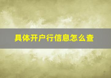 具体开户行信息怎么查