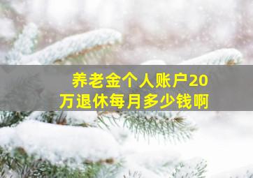 养老金个人账户20万退休每月多少钱啊