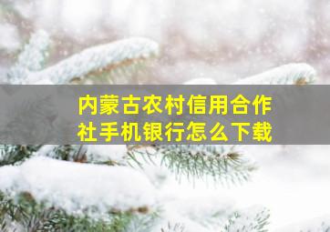 内蒙古农村信用合作社手机银行怎么下载