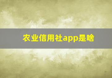 农业信用社app是啥