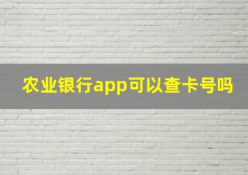 农业银行app可以查卡号吗