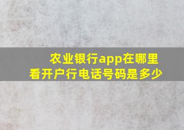 农业银行app在哪里看开户行电话号码是多少