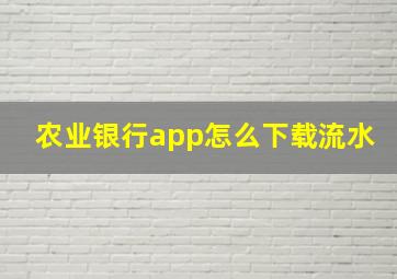 农业银行app怎么下载流水