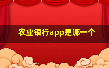 农业银行app是哪一个