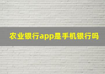 农业银行app是手机银行吗