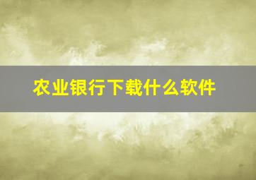 农业银行下载什么软件