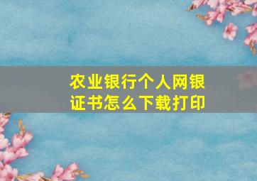 农业银行个人网银证书怎么下载打印