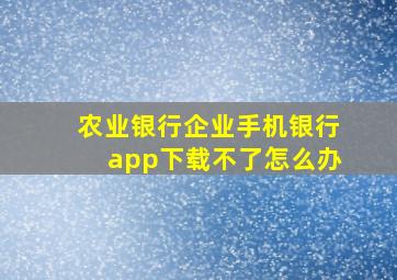 农业银行企业手机银行app下载不了怎么办