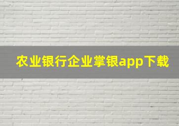 农业银行企业掌银app下载