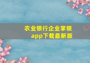 农业银行企业掌银app下载最新版