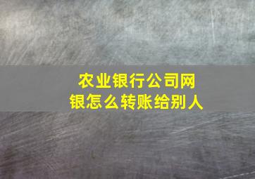 农业银行公司网银怎么转账给别人