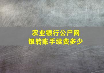 农业银行公户网银转账手续费多少