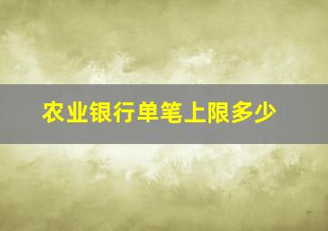 农业银行单笔上限多少