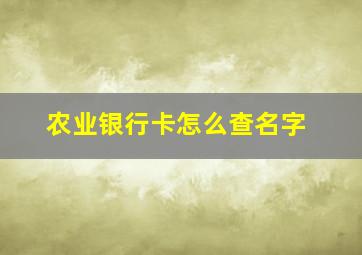 农业银行卡怎么查名字