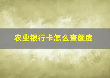 农业银行卡怎么查额度