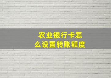 农业银行卡怎么设置转账额度