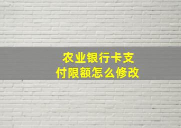 农业银行卡支付限额怎么修改