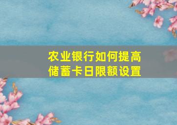 农业银行如何提高储蓄卡日限额设置