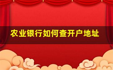 农业银行如何查开户地址