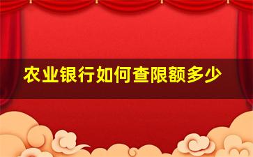 农业银行如何查限额多少