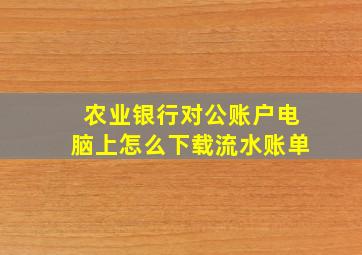 农业银行对公账户电脑上怎么下载流水账单