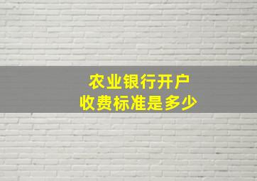 农业银行开户收费标准是多少