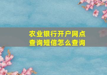 农业银行开户网点查询短信怎么查询