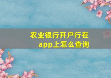 农业银行开户行在app上怎么查询