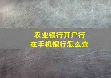 农业银行开户行在手机银行怎么查